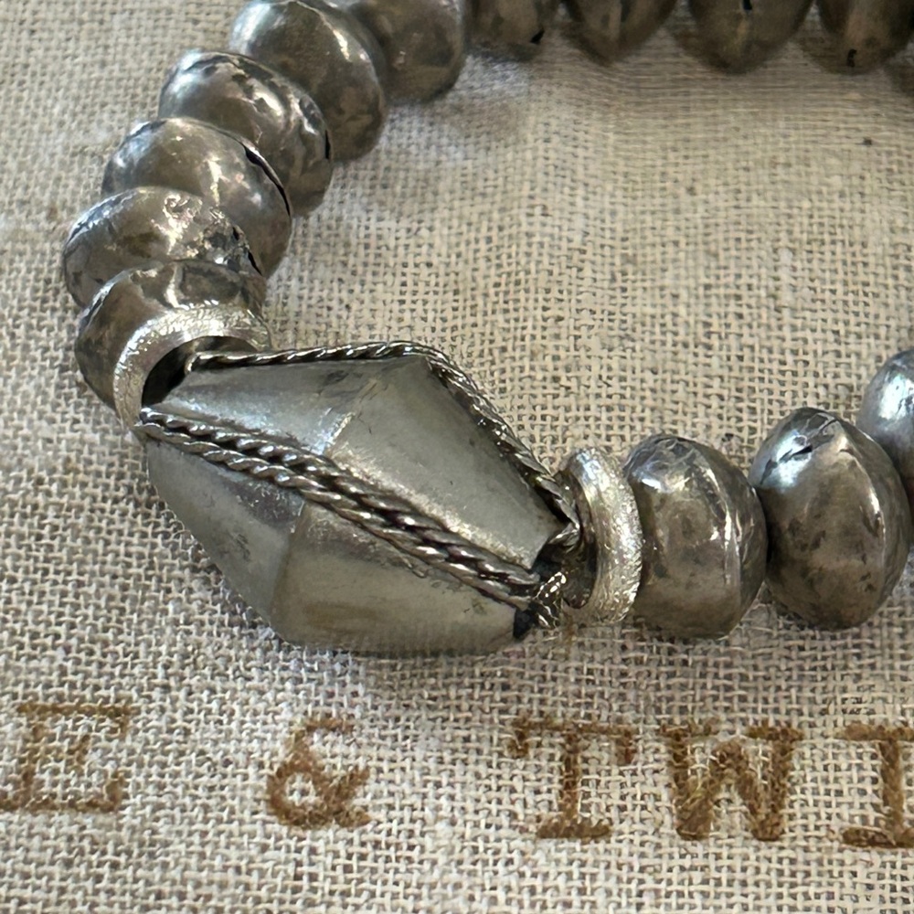Twine & Twig Metallic Silver Beaded Bracelet